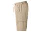 Shorts cargo beiges pour hommes avec taille élastique et cordon de serrage.