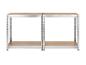 Deux étagères métalliques avec tablettes en bois.