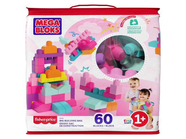 MEGA BLOKS Sac de construction avec 60 briques colorées pour enfants dès 1 an