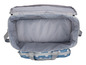Un sac bleu à pois blancs ouvert