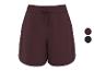 Shorts bordeaux pour femme avec cordon de serrage et deux options de couleur.