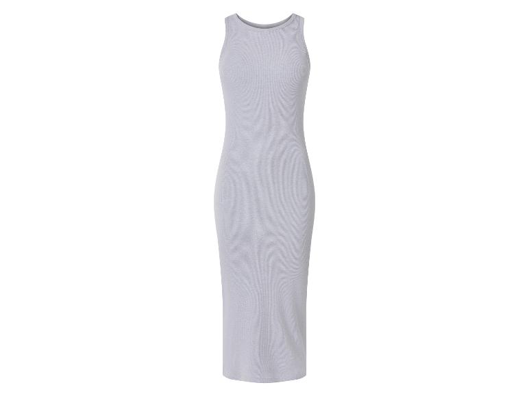 Robe midi côtelée gris clair sans manches