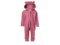 Combinaison bébé en polaire rose avec capuche et oreilles d'ours.