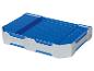 Plateau organisateur bleu avec trous et détails métalliques pour petits outils.