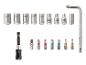 Un ensemble de tournevis avec différentes pointes, y compris des outils Parkside.