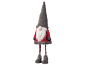 Décoration de gnome de Noël avec chapeau gris, barbe blanche, haut rouge et jambes rayées