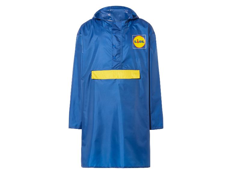 Veste de pluie bleue Lidl à capuche.