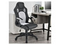 Un fauteuil de jeu noir et blanc avec accoudoirs pour un bureau.