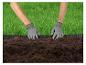 Plantation de jardin : terreau, bordure et gants.