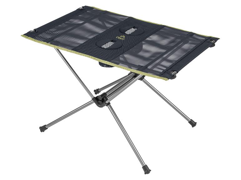 Table et chaise pliante Crivit : design compact et léger, idéale pour le camping.