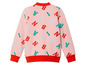 Un sweat-shirt rose avec un motif de lettres