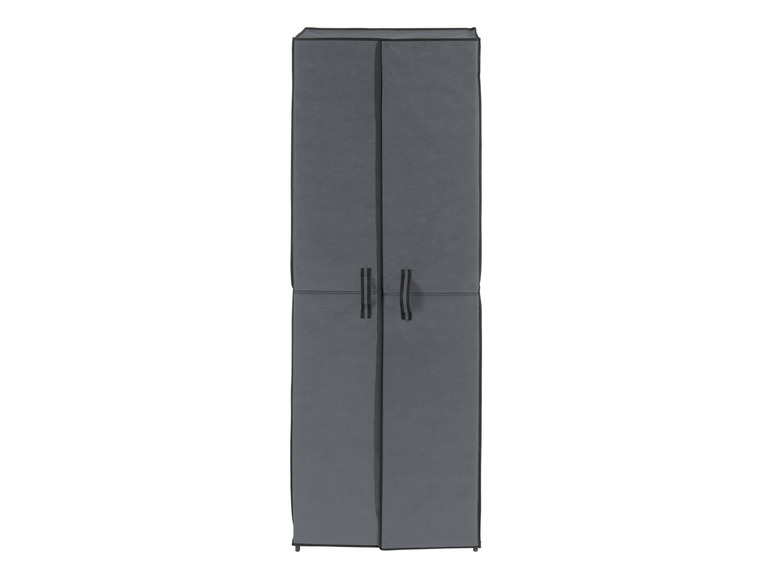 Une armoire grise à deux portes.