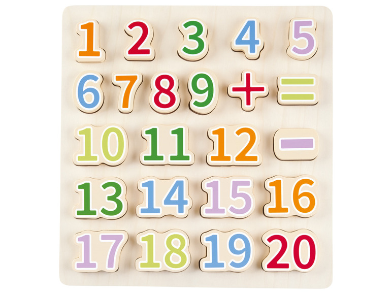 Un puzzle en bois avec les nombres de 1 à 20.