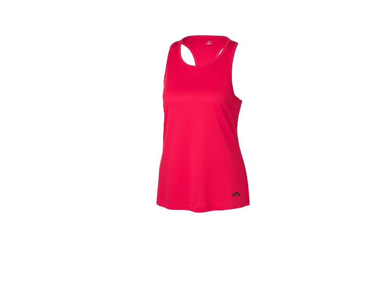 Débardeur de sport rouge pour femme avec logo noir sur l'ourlet.