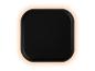 Plateau rectangulaire noir aux coins arrondis avec une lueur orange.