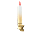 Bougie LED dorée et blanche avec pince, avec effet de flamme rouge.
