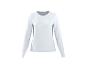 Sweat-shirt blanc à manches longues et col rond pour femme.