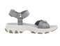 Sandales grises avec une semelle blanche et un style sportif.