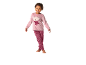 Fillette en pyjama polaire rose avec un motif d'ours