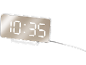 Réveil numérique avec écran miroir affichant 10h35.
