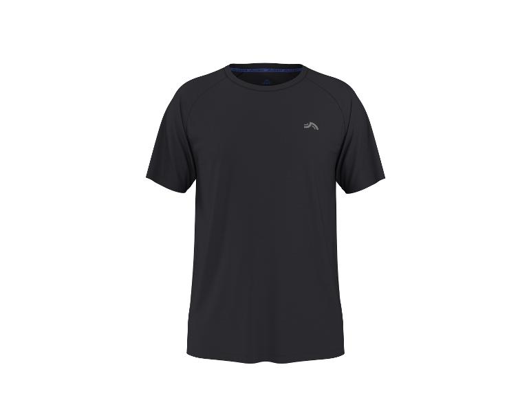 T-shirt de sport noir à manches courtes et col rond.