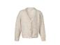 Cardigan en maille à manches longues beige clair avec boutons et col en V.