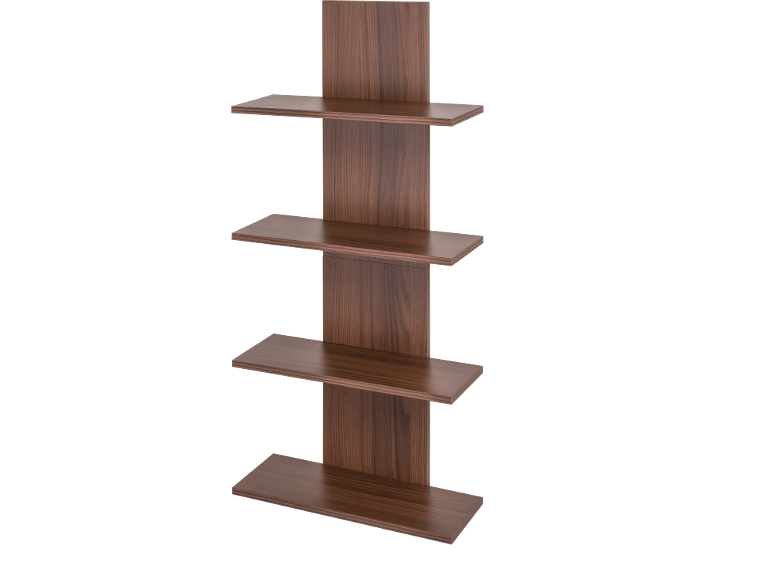 Étagère murale marron avec cinq étagères aspect bois