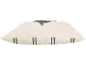 Coussin crème avec sapin de Noël et flocons de neige, avec des rayures vertes et marron en bas