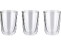 Trois verres à double paroi sur fond blanc.