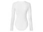 Haut côtelé blanc à manches longues, vue arrière.