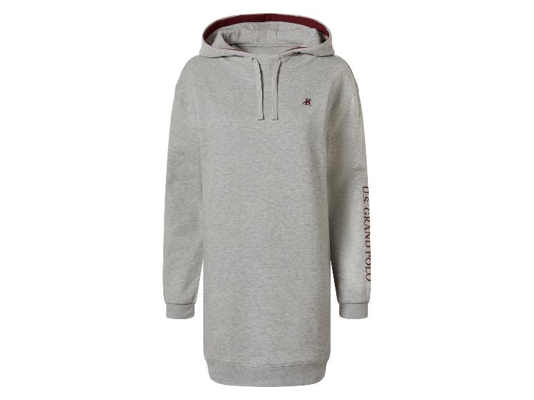 Robe sweat à capuche grise U.S. Grand Polo avec doublure de capuche et texte bordeaux