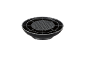Base ronde noire avec une grille au centre.
