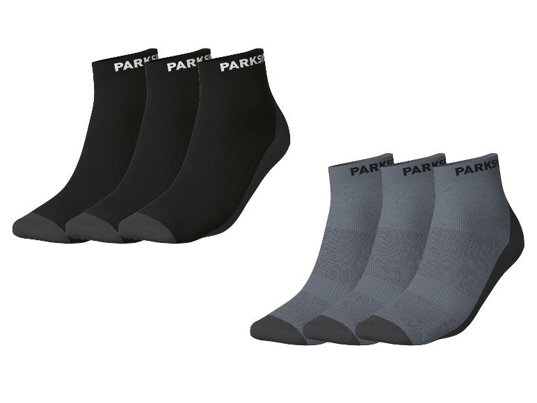 Deux lots de 3 paires de chaussettes courtes PARKSIDE, un noir et un gris