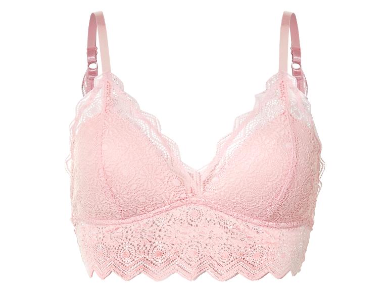 Soutien-gorge rose en dentelle, style triangle.