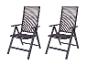 Deux chaises de jardin pliantes noires avec accoudoirs