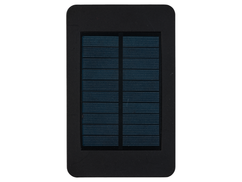 Panneau solaire avec cadre noir, présentant des lignes horizontales bleues et blanches