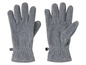 Une paire de gants en polaire gris avec fermeture réglable.