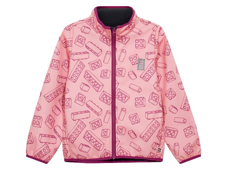 Veste polaire rose pour enfant avec motif de briques de construction.