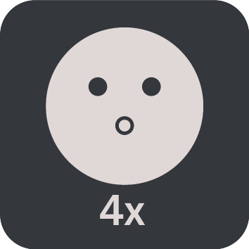 Sceau avec un visage surpris et le texte '4x'.