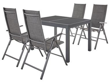 LIVARNO home Set de table de jardin extensible + 4 fauteuils Toronto en aluminium, anthracite