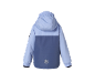 Veste enfant bleue et violette avec capuche et flocon de neige au dos.