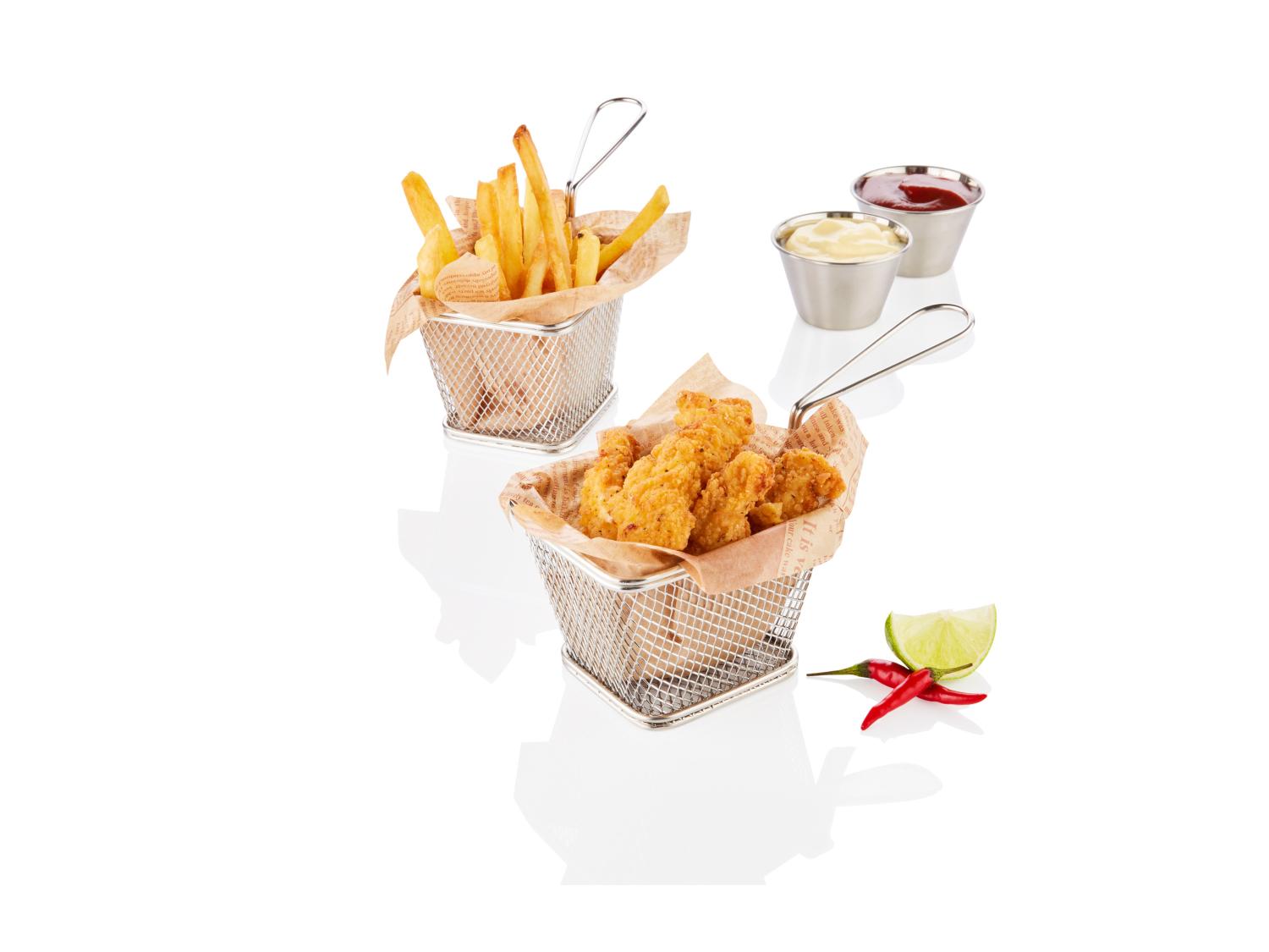 Lot De 4 Supports à Frites Avec Tasses à Sauce – Cônes Métalliques Pour Snacks, Fêtes, Restaurants