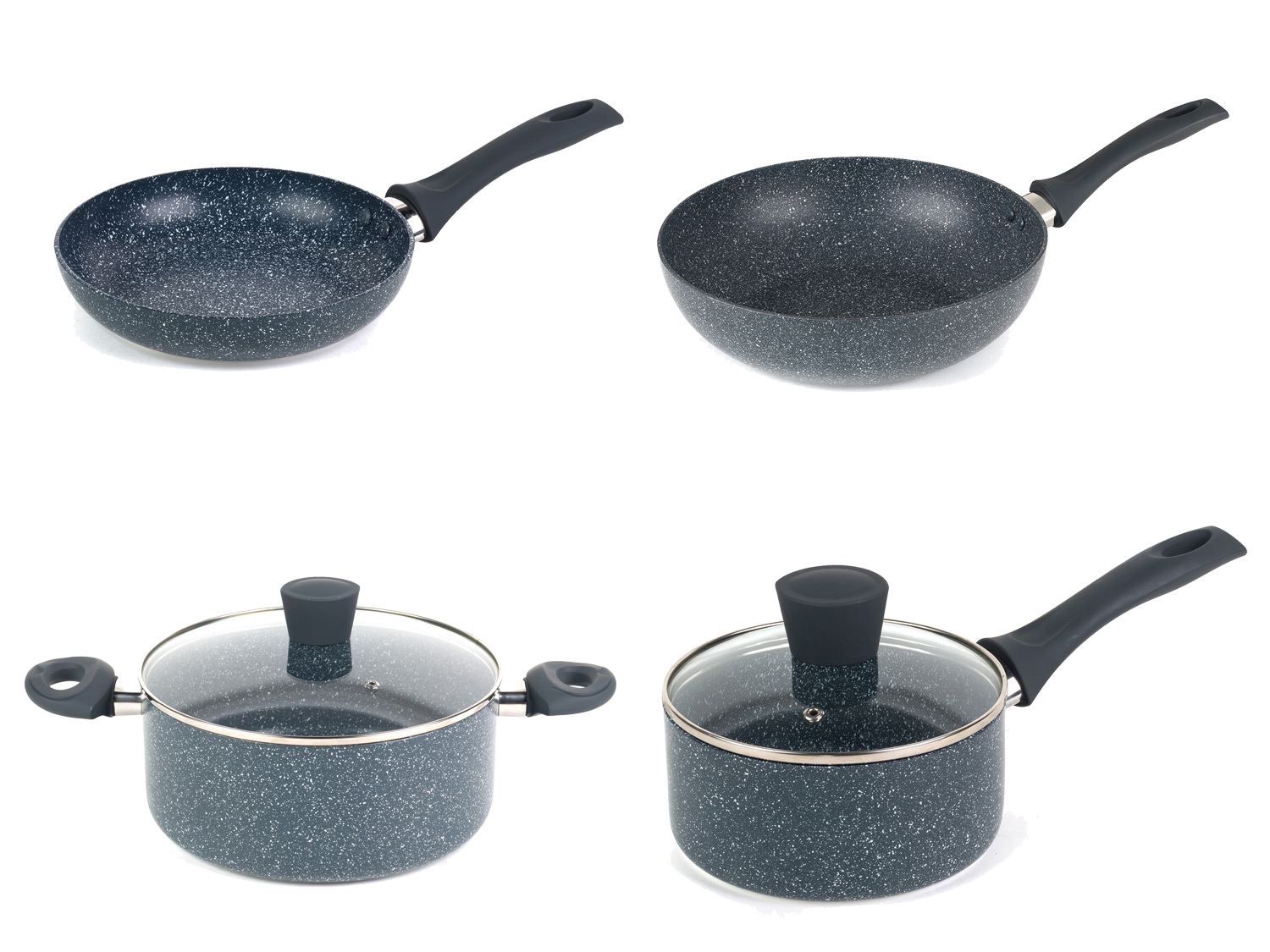 Russell Hobbs Wok, casserole à manche, sauteuse ou casserole, Aluminium Nightfall Collection Blue Marble 