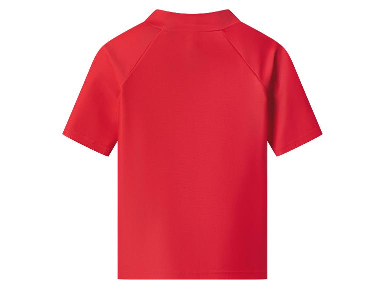 T-shirt enfant rouge à manches courtes et col montant, vue de dos.