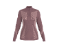 Haut de sport rose à manches longues en tricot avec détails rayés.