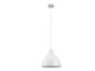 Un luminaire suspendu blanc avec un abat-jour rond.