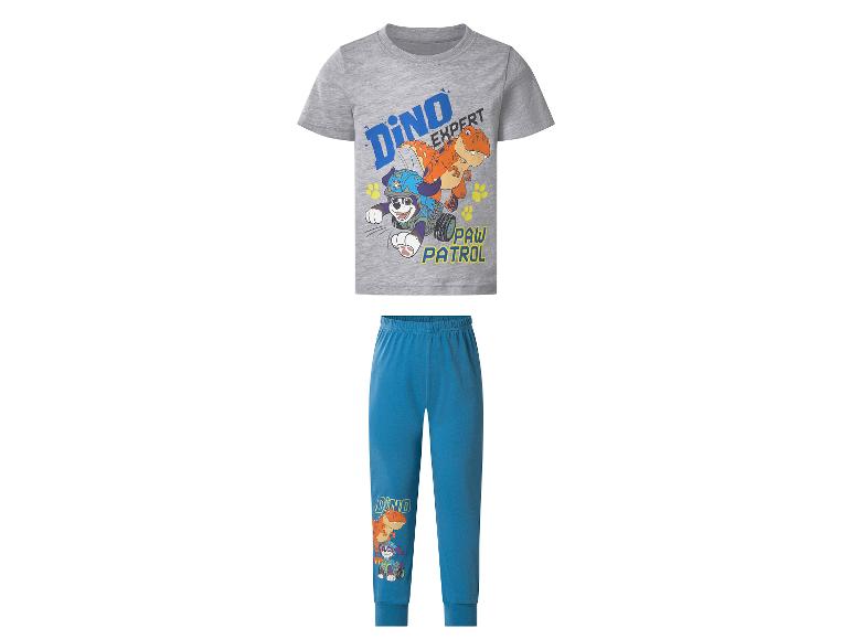 T-shirt gris et pantalon bleu avec imprimé 'Dino Expert Paw Patrol' pour enfants.