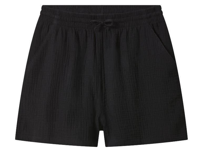 Shorts noirs pour femme avec cordon de serrage et poches.