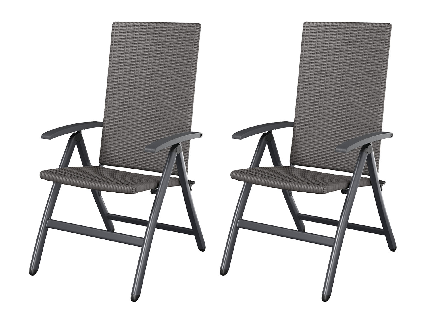 LIVARNO home Lot de 2 fauteuils pliants Valencia, gris