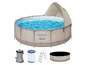 Piscine Bestway Steel Pro MAX avec couverture, pompe de filtration, cartouche de filtre et échelle.